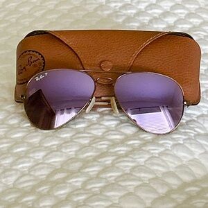 Polarized Ray Ban Aviator Sunglasses Purple Lens Bronze Frame Large RB3025